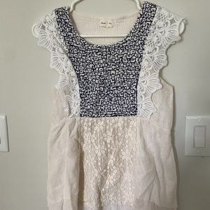 Anthropologie Meadow Rue Lace & Woven Tank